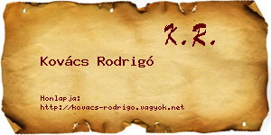 Kovács Rodrigó névjegykártya